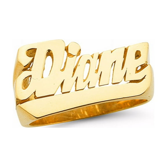 Personalized Name Ring - Unisex Script Style 10mm 14K Yellow or 14K 14K White Gold. Special Order, Made to Order. PLR094Y