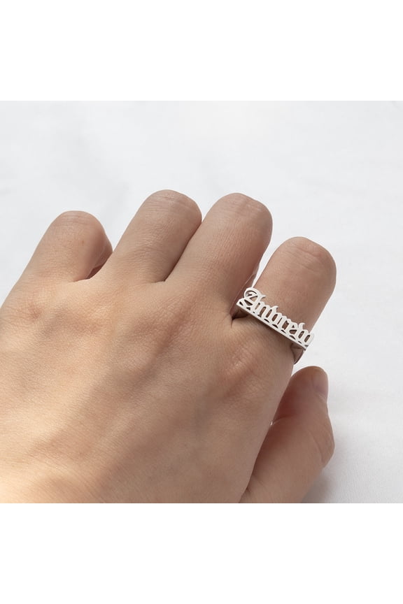 Personalized Name Rings, Old English Name Rings, Jewelry Gifts, Men's And Women's 14K Yellow Gold Jewelry, Valentine's Day Gifts