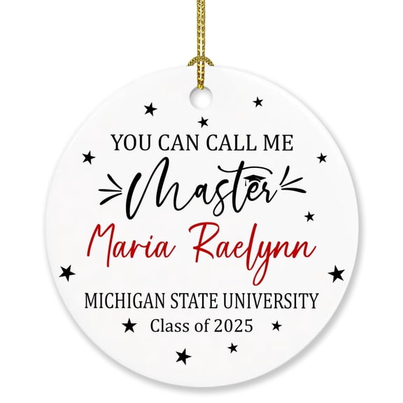 Personalized Name School Class Ornament Gift for Masters Degree Graduation MBA Student Graduate Christmas 2025, You Can Call Me Master Ornament, Custom Congratulations Grad Masters Degree Ornaments