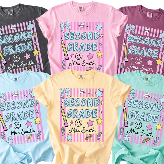 Personalized Name Second Grade Teacher Shirt Custom 2nd Grade Tee Back to School Team TShi