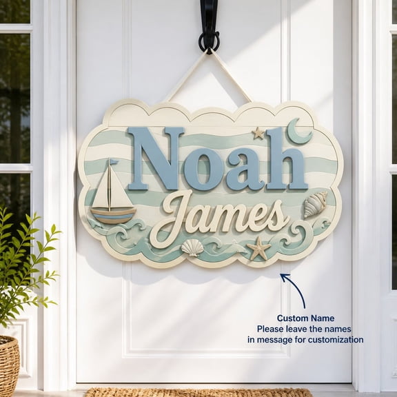 Personalized Name Sign Floral Wooden Wall Decor Custom Gift