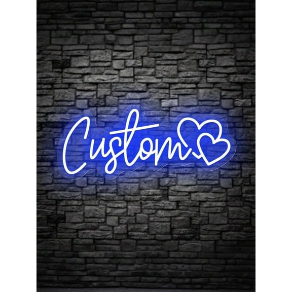 Personalized Name Sign Multi-Brightness Personalized Double-Heart LED Neon Light - USB Powered Customizable Wall Light, Adjustable Brightness, Button Control, Romantic Home Decor, Perfect Wall