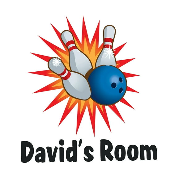 Personalized Name Sports Wall Decal Boom Bowling Pins Custom Name Bedroom Wall Decal for boys and girls Bowling Themed Kids Room Décor - Size: 18 In x 20 In
