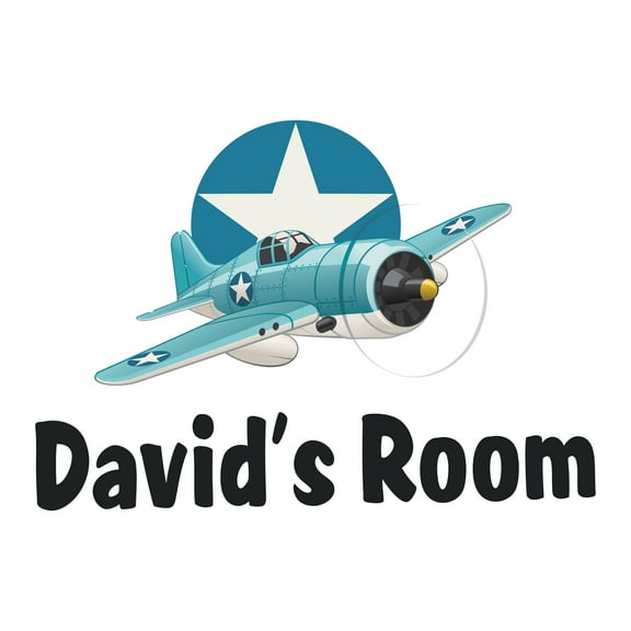 Personalized Name Sports Wall Decal Flying Air Plane Custom Name Bedroom Wall Decal for boys and girls Plane Themed Kids Room Décor - Size: 20 In x 14 In