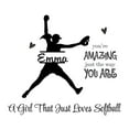 thumbnail image 1 of Personalized Name Sports Wall Decal Girl Playing with Softball Custom Name Bedroom Wall Decal for boys and girls Softball A Girl that Just Loves Softball Themed Kids Room Décor - Size: 30 In x 27 In, 1 of 5