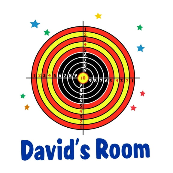 Personalized Name Sports Wall Decal Target Wall Sticker with Stars Custom Name Bedroom Wall Decal for boys and girls Target Themed Kids Room Décor - Size: 9 In x 10 In
