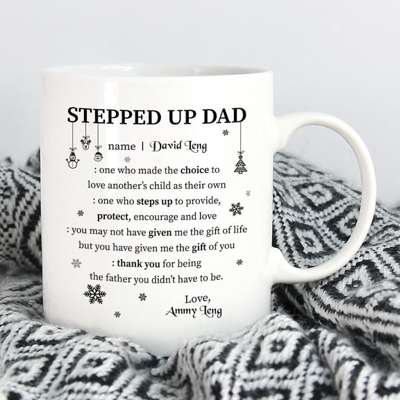 Personalized Name Stepped Up Dad Ceramic Coffee Mug