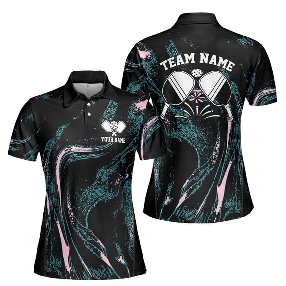 Personalized Name Streak Splatter Pattern Pickleball Women's Polo Shirt S-5XL