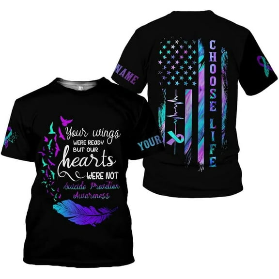 Personalized Name Suicide Awareness Shirt, Customized 3D Suicide Prevention Awareness Tshirt, Mental Health Awareness T shirts, Mental Health Clothing, Semicolon Shirt, Life Matters Shirts RD05 (5XL)