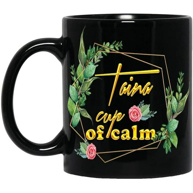 Personalised Mug Floral Gold Initial Name 11oz Mum Sister Friend