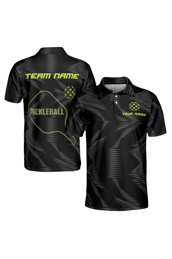 Personalized Name Team Name Pickleball Paddle Pattern Men's Polo Shirt S-5XL