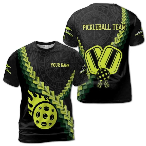 Personalized Name Team Viking Pattern Pickleball Lover 3D T-Shirt S-5XL