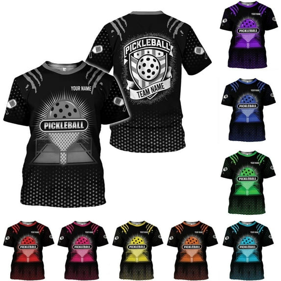 Personalized Name Team's Name Pickleball Shirt 3D, Pickleball Shirts, Funny Pickleball Shirts for Team, Men Women (Black, S)