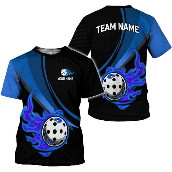 Personalized Name Team's Name Pickleball Shirt 3D, Pickleball Shirts, Funny Pickleball Shirts for Team, Men Women (Blue, 2XL)