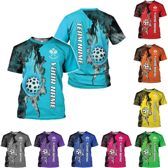 Personalized Name Team's Name Pickleball Shirt 3D, Pickleball Shirts, Funny Pickleball Shirts for Team, Men Women (Cyan, S)