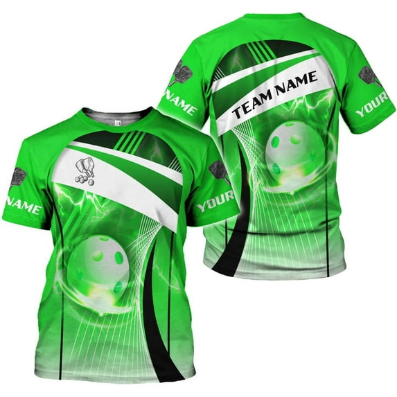 Personalized Name Team's Name Pickleball Shirt 3D, Pickleball Shirts, Funny Pickleball Shirts for Team, Men Women (Green, S)