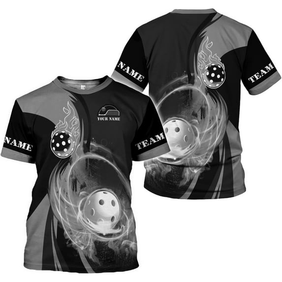 Personalized Name Team's Name Pickleball Shirt 3D, Pickleball Shirts, Funny Pickleball Shirts for Team, Men Women (Grey, 4XL)