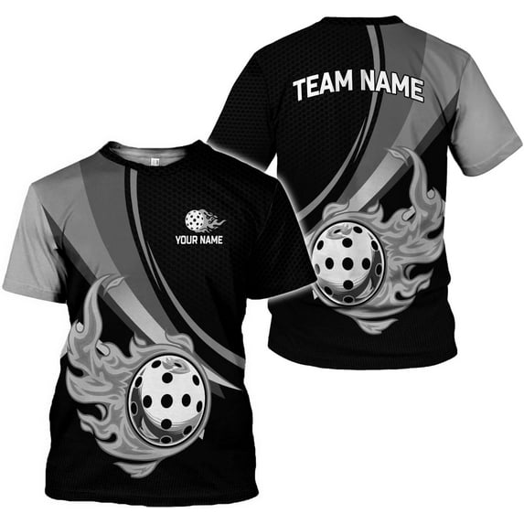 Personalized Name Team's Name Pickleball Shirt 3D, Pickleball Shirts, Funny Pickleball Shirts for Team, Men Women (Grey, 4XL)