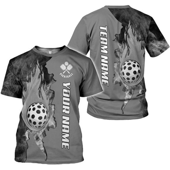 Personalized Name Team's Name Pickleball Shirt 3D, Pickleball Shirts, Funny Pickleball Shirts for Team, Men Women (Grey, 4XL)
