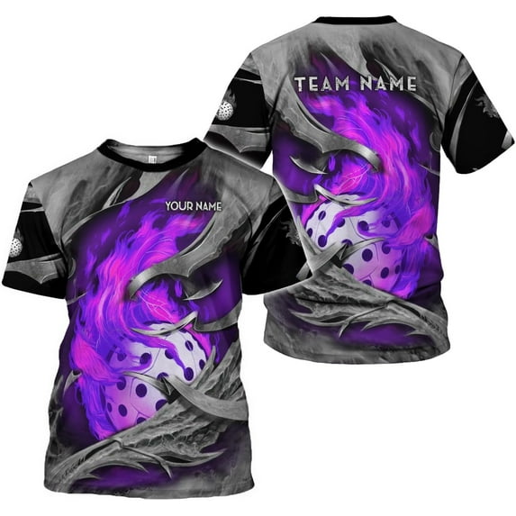 Personalized Name Team's Name Pickleball Shirt 3D, Pickleball Shirts, Funny Pickleball Shirts for Team, Men Women (Purple, M)