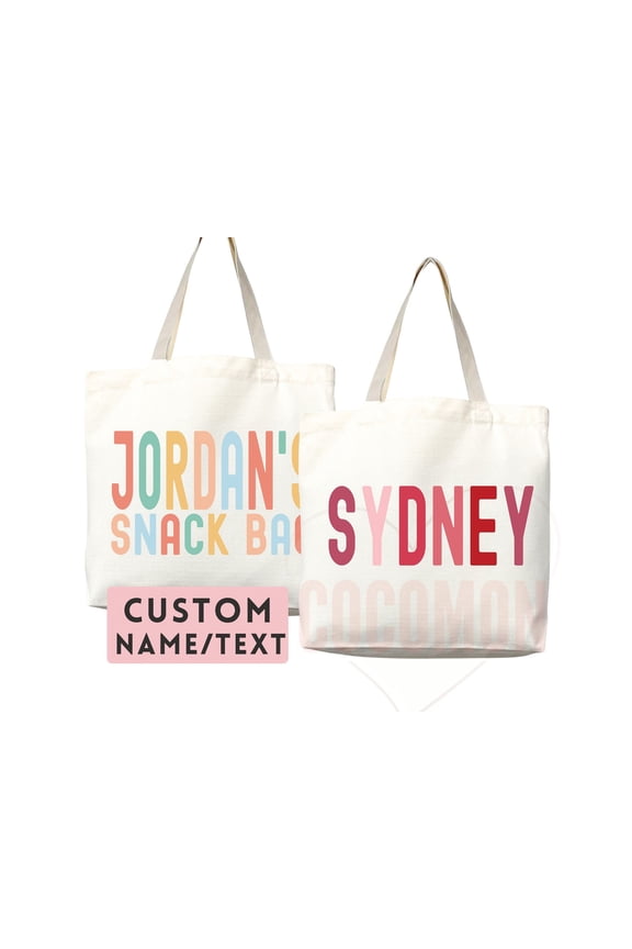 Personalized Name Tote Bag Custom Organic Cotton Shopper