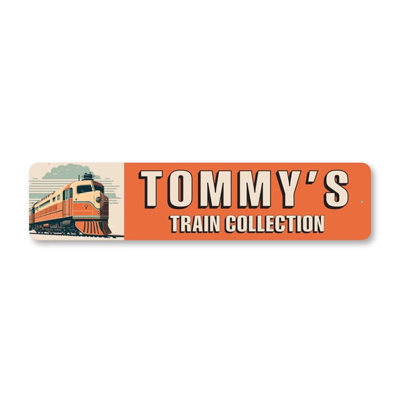 Personalized Name Train Collection Aluminum Metal Decor Sign - 4x18 inches