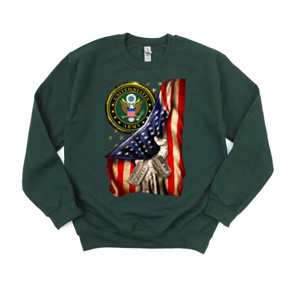 Personalized Name US Army Military Patriotic American Flag Veteran Pride SweatShirt Unisex, up to 5XL
