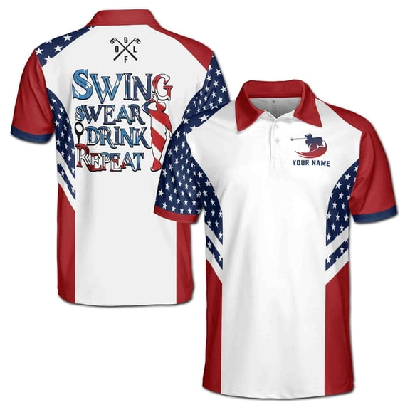 Personalized Name USA American Golfer Golf Team 3D All Over Printed Polo Shirt