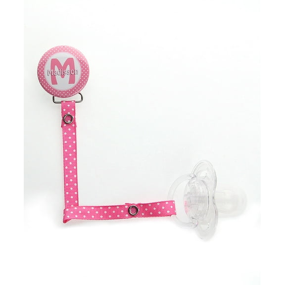 Personalized Name Unisex Polka Dot Pacifier Clip