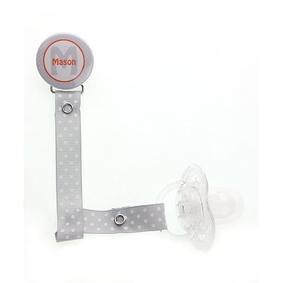 Personalized Name Unisex Polka Dot Pacifier Clip