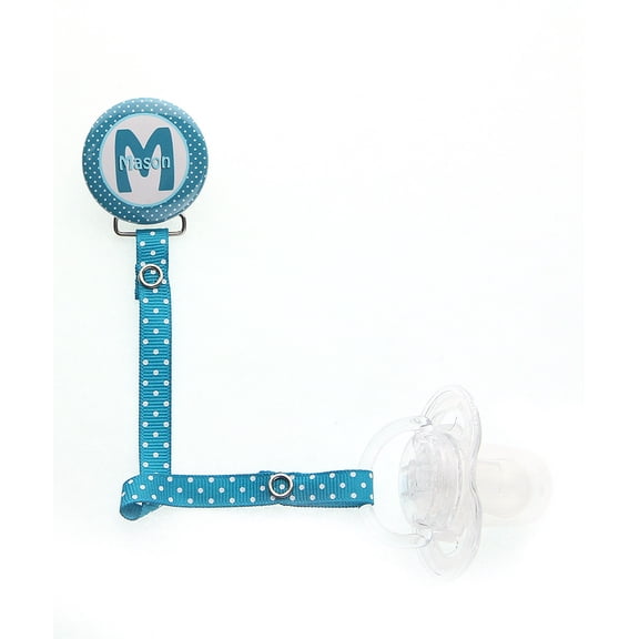 Personalized Name Unisex Polka Dot Pacifier Clip