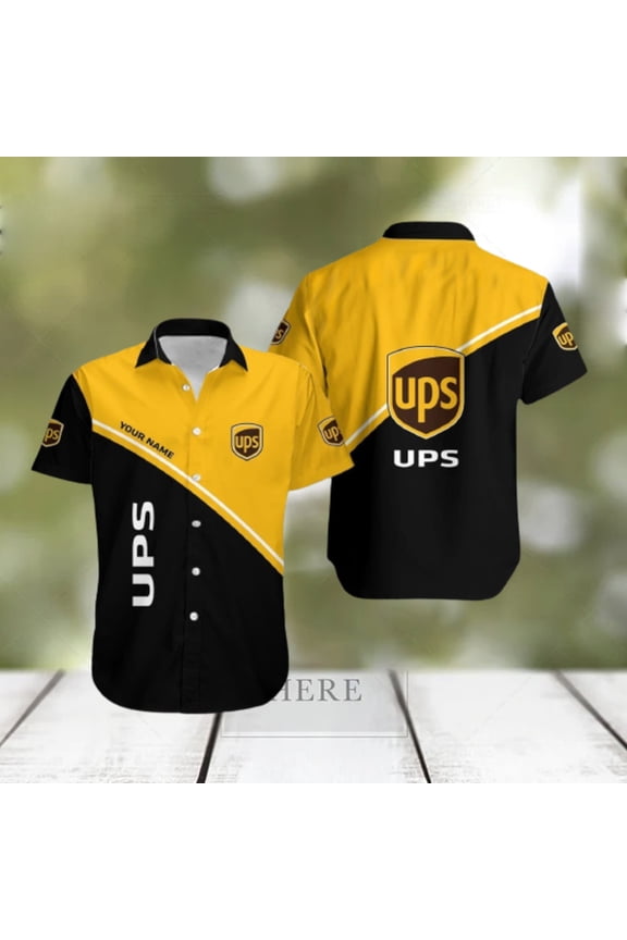 Personalized Name Ups Black Yellow Hawaiian Shirt