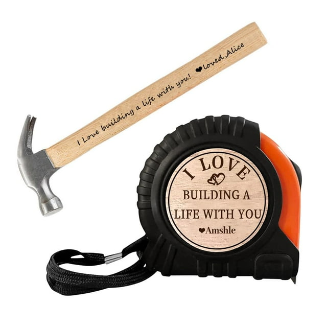 Personalized Name Valentines Tape Measure Hammer Set For Him, Custom I ...