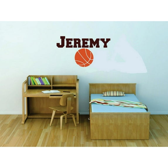 Personalized Name Vinyl Decal Sticker Custom Initial Wall Art Basketball Boys Sports Decor 22 Inches X 24 Inches