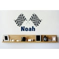 thumbnail image 1 of Personalized Name Vinyl Decal Sticker Custom Initial Wall Art Checkered Racing Flag Boy Decor 22 Inches X 24 Inches, 1 of 1