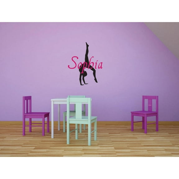 Personalized Name Vinyl Decal Sticker Custom Initial Wall Art Gymnastics Girls Sports Decor 22 Inches X 24 Inches