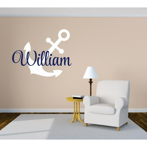 Personalized Name Vinyl Decal Sticker Custom Initial Wall Art Personalization Decor Anchor 22 Inches X 25 Inches