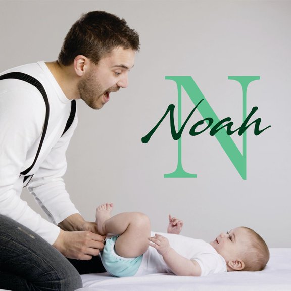 Personalized Name Vinyl Decal Sticker Custom Initial Wall Art Personalization Decor Sticker Baby Boy Girl Nursery Room Children Bedroom 20 Inches X 20 Inches