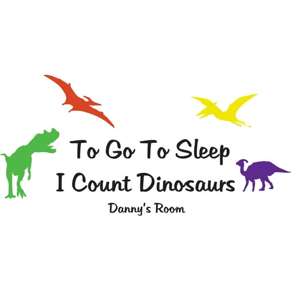 Personalized Name Vinyl Decal Sticker Custom Initial Wall Art Personalization Decor Baby Boy Nursery Room Newborn Count Dinosaurs Sleep Quote 15 Inches x 40 Inches