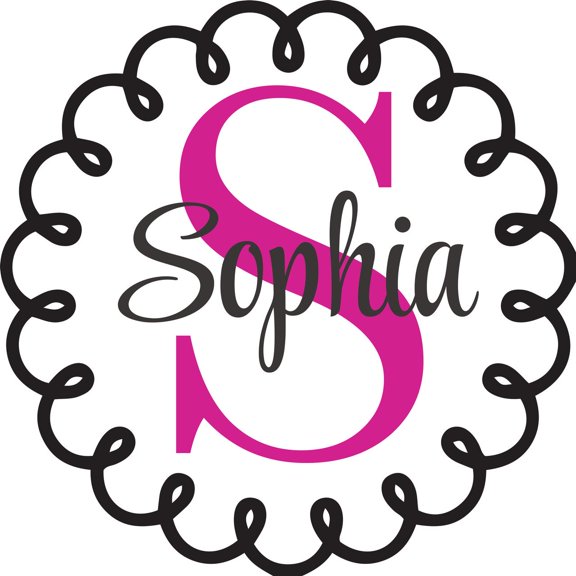 Personalized Name Vinyl Decal Sticker Custom Initial Wall Art Personalization Decor Baby Girls Design Nursery Room Bedroom 12 Inches X 12 Inches