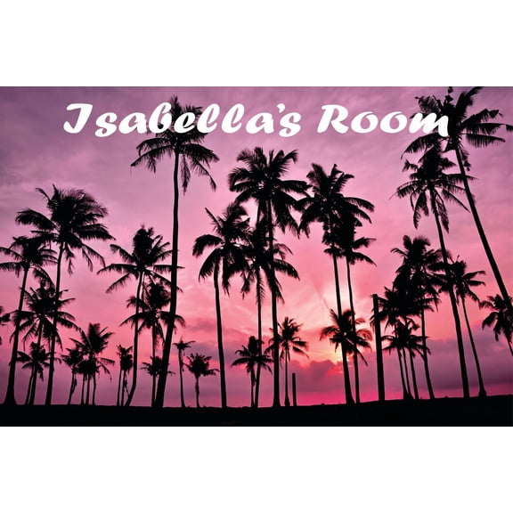 Personalized Name Vinyl Decal Sticker Custom Initial Wall Art Personalization Decor Beautiful Sunset Palm Tree Scene Mural 20 Inches X 30 Inches