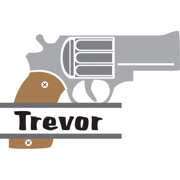 Personalized Name Vinyl Decal Sticker Custom Initial Wall Art Personalization Decor Bedroom Boy Policeman Cop Handgun 14 Inches x 14 Inches