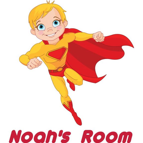 Personalized Name Vinyl Decal Sticker Custom Initial Wall Art Personalization Decor Boy Bedroom Super Hero Cartoon Baby Nursery Room 16X20 Inches