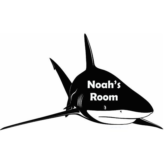 Personalized Name Vinyl Decal Sticker Custom Initial Wall Art Personalization Decor Boys Animal Shark Design Childrens Bedroom 12 Inches X 18 Inches