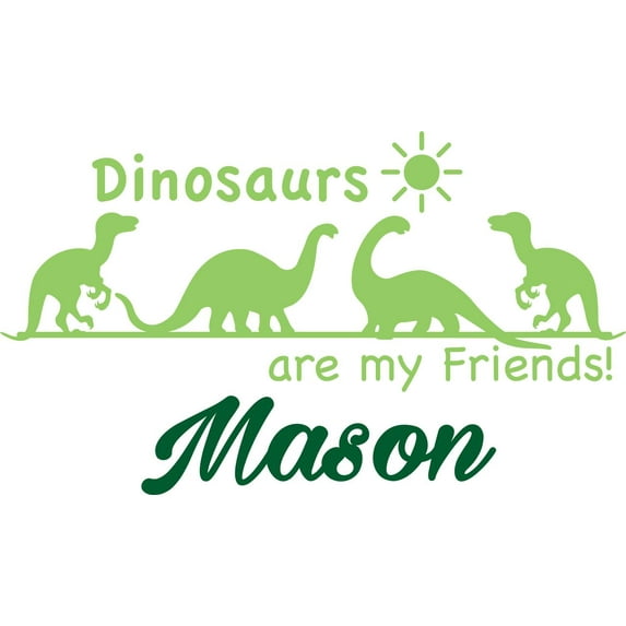 Personalized Name Vinyl Decal Sticker Custom Initial Wall Art Personalization Decor Boys Dinosaurs Animal Print Children Bedroom 10 X 20 Inches