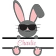 thumbnail image 1 of Personalized Name Vinyl Decal Sticker Custom Initial Wall Art Personalization Decor Bunny With Sunglasses Children Bedroom 20 Inches X 20 Inches, 1 of 1