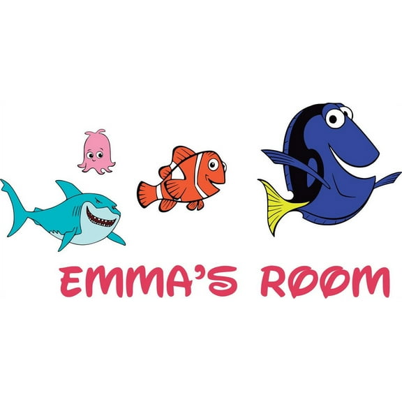 Personalized Name Vinyl Decal Sticker Custom Initial Wall Art Personalization Decor Children Bedroom Nemo Friends Kids Cartoon Boy Girl 20 Inches x 40 Inches