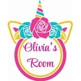 thumbnail image 1 of Personalized Name Vinyl Decal Sticker Custom Initial Wall Art Personalization Decor Children Girl Bedroom Colorful Rainbow Circle Unicorn Flower Design 16 X 16 Inches, 1 of 1