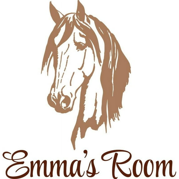 Personalized Name Vinyl Decal Sticker Custom Initial Wall Art Personalization Decor Childrens Bedroom Horse Animal Farm Western Mural 12X14 Inches