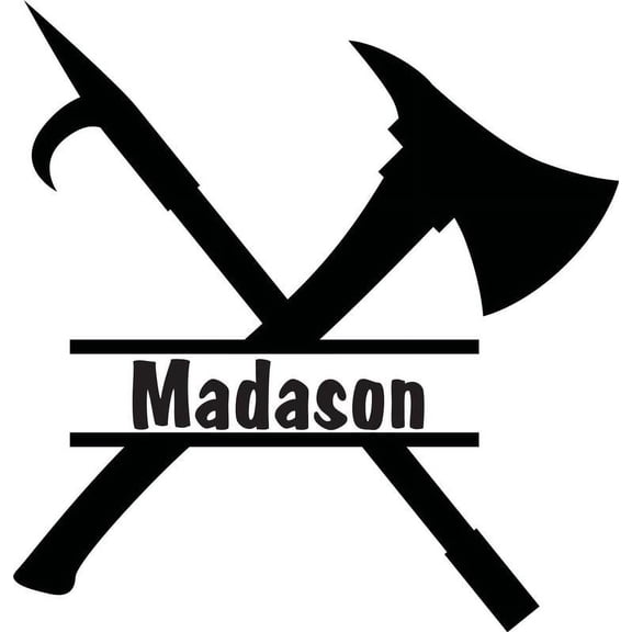 Personalized Name Vinyl Decal Sticker Custom Initial Wall Art Personalization Decor Childrens Boy Bedroom Baby Nursery Fire Rescue Ax 16 Inches X 16 Inches